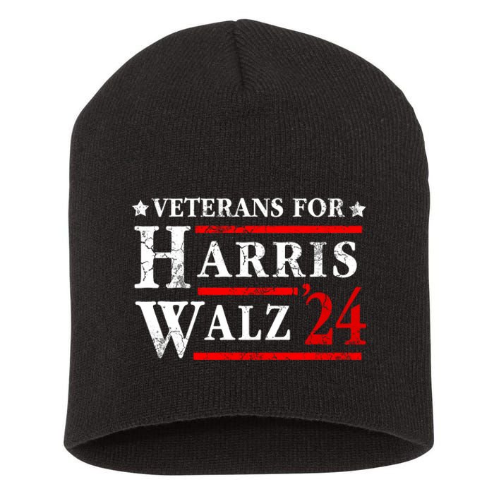 Veterans For Harris Walz 2024 Election Short Acrylic Beanie