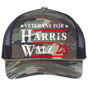 Veterans For Harris Walz 2024 Election Retro Rope Trucker Hat Cap