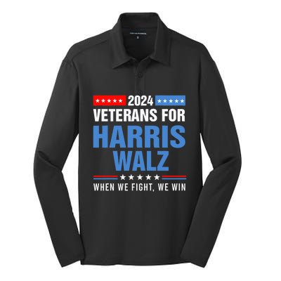 Veterans For Harris Walz 2024 Presidential Campaign Silk Touch Performance Long Sleeve Polo