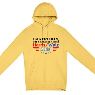 Veteran For Harris Walz For President 2024 Premium Pullover Hoodie