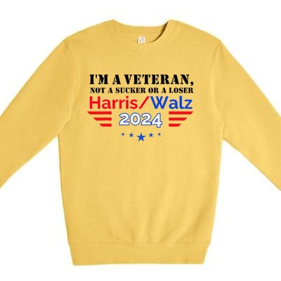 Veteran For Harris Walz For President 2024 Premium Crewneck Sweatshirt