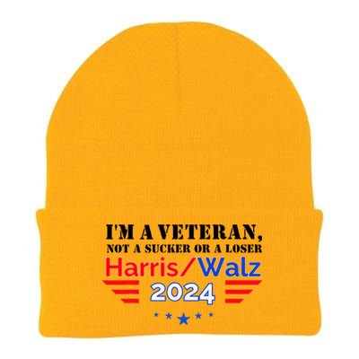 Veteran For Harris Walz For President 2024 Knit Cap Winter Beanie