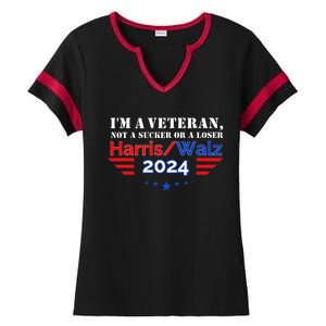 Veteran For Harris Walz For President 2024 Ladies Halftime Notch Neck Tee