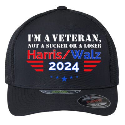 Veteran For Harris Walz For President 2024 Flexfit Unipanel Trucker Cap