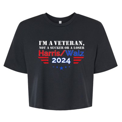 Veteran For Harris Walz For President 2024 Bella+Canvas Jersey Crop Tee