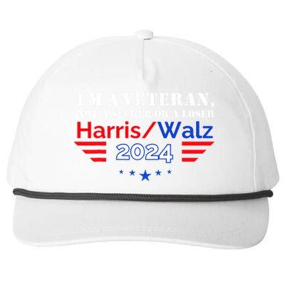 Veteran For Harris Walz For President 2024 Snapback Five-Panel Rope Hat