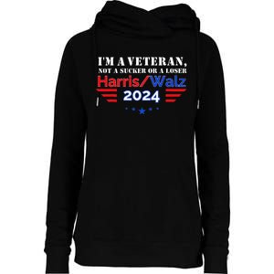 Veteran For Harris Walz For President 2024 Womens Funnel Neck Pullover Hood