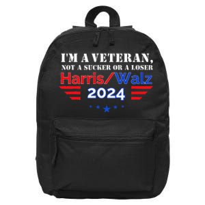 Veteran For Harris Walz For President 2024 16 in Basic Backpack