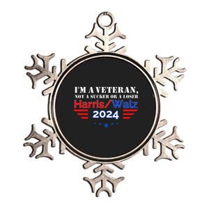 Veteran For Harris Walz For President 2024 Metallic Star Ornament