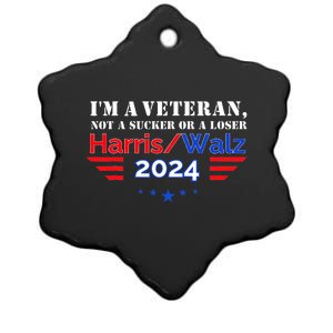 Veteran For Harris Walz For President 2024 Ceramic Star Ornament