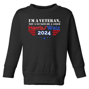 Veteran For Harris Walz For President 2024 Toddler Sweatshirt