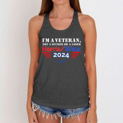 Veteran For Harris Walz For President 2024 Women's Knotted Racerback Tank