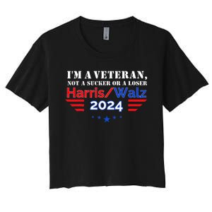 Veteran For Harris Walz For President 2024 Women's Crop Top Tee