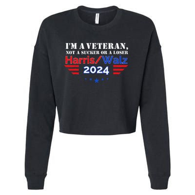 Veteran For Harris Walz For President 2024 Cropped Pullover Crew