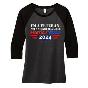 Veteran For Harris Walz For President 2024 Women's Tri-Blend 3/4-Sleeve Raglan Shirt