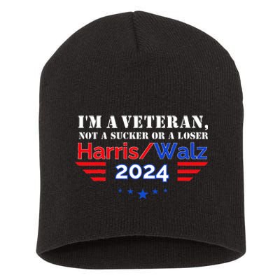 Veteran For Harris Walz For President 2024 Short Acrylic Beanie