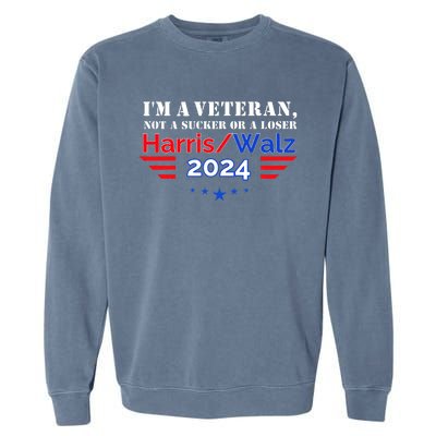 Veteran For Harris Walz For President 2024 Garment-Dyed Sweatshirt