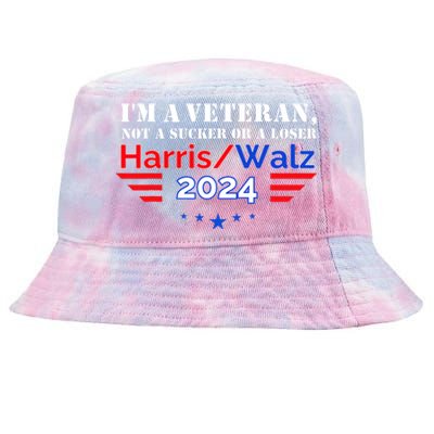 Veteran For Harris Walz For President 2024 Tie-Dyed Bucket Hat