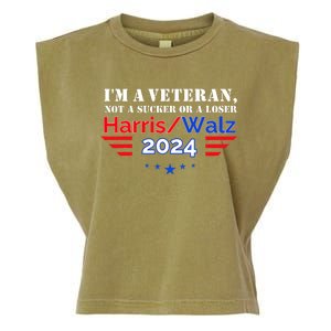 Veteran For Harris Walz For President 2024 Garment-Dyed Women's Muscle Tee