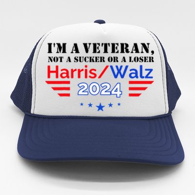 Veteran For Harris Walz For President 2024 Trucker Hat