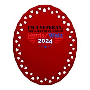 Veteran For Harris Walz For President 2024 Ceramic Oval Ornament