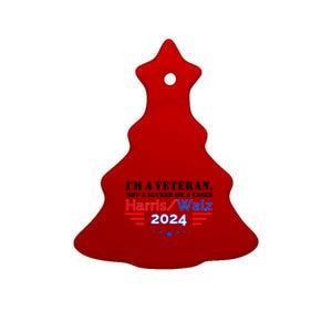 Veteran For Harris Walz For President 2024 Ceramic Tree Ornament