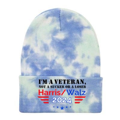 Veteran For Harris Walz For President 2024 Tie Dye 12in Knit Beanie