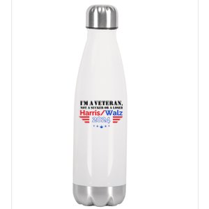 Veteran For Harris Walz For President 2024 Stainless Steel Insulated Water Bottle