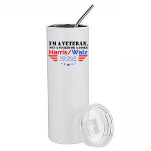 Veteran For Harris Walz For President 2024 Stainless Steel Tumbler