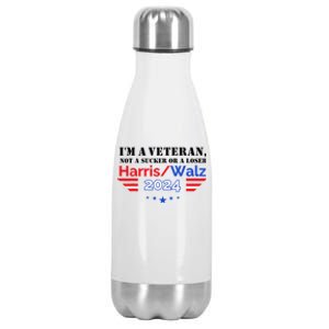 Veteran For Harris Walz For President 2024 Stainless Steel Insulated Water Bottle