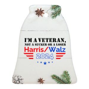 Veteran For Harris Walz For President 2024 Ceramic Bell Ornament