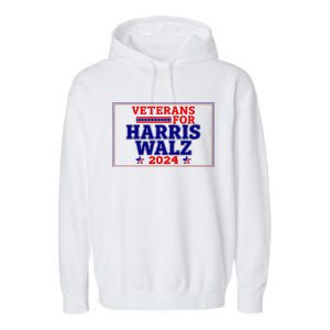 Veterans For Harris Walz 2024 Vote Harris Waltz Election Garment-Dyed Fleece Hoodie