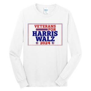 Veterans For Harris Walz 2024 Vote Harris Waltz Election Tall Long Sleeve T-Shirt