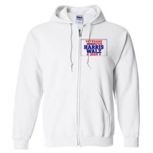 Veterans For Harris Walz 2024 Vote Harris Waltz Election Full Zip Hoodie