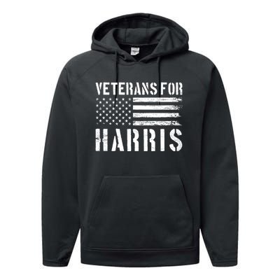 Veterans For Harris 2024 Military Vets Kamala Harris Performance Fleece Hoodie