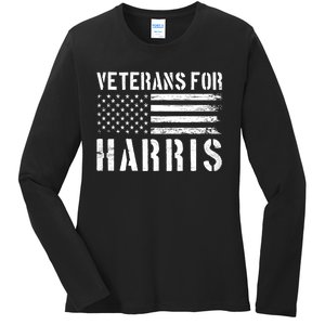 Veterans For Harris 2024 Military Vets Kamala Harris Ladies Long Sleeve Shirt