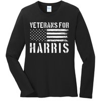 Veterans For Harris 2024 Military Vets Kamala Harris Ladies Long Sleeve Shirt