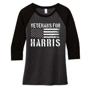 Veterans For Harris 2024 Military Vets Kamala Harris Women's Tri-Blend 3/4-Sleeve Raglan Shirt