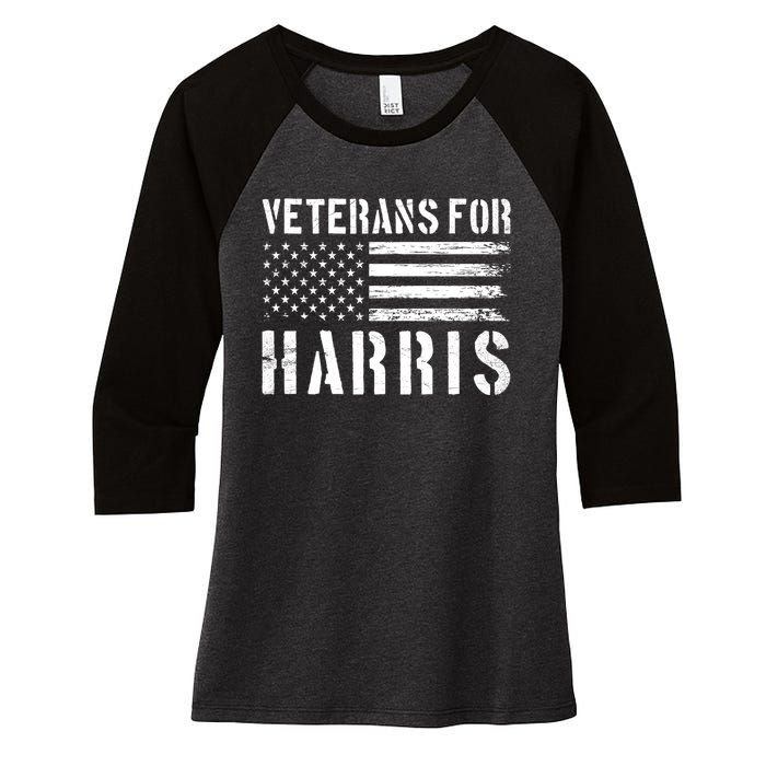 Veterans For Harris 2024 Military Vets Kamala Harris Women's Tri-Blend 3/4-Sleeve Raglan Shirt