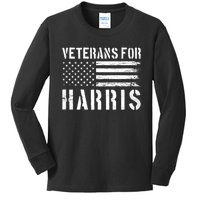 Veterans For Harris 2024 Military Vets Kamala Harris Kids Long Sleeve Shirt