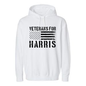 Veterans For Harris 2024 Military Vets Kamala Harris Garment-Dyed Fleece Hoodie