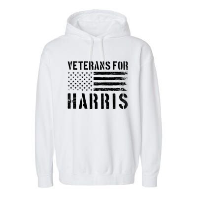 Veterans For Harris 2024 Military Vets Kamala Harris Garment-Dyed Fleece Hoodie