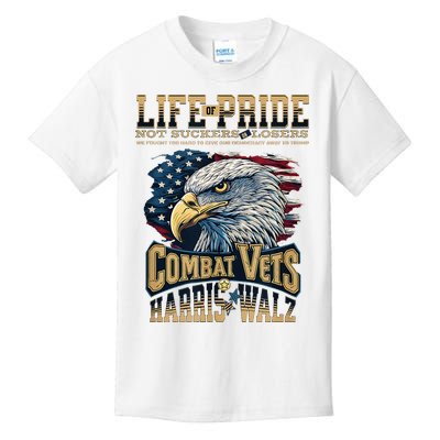 Veterans For Harris Walz 2024 Military Vets Against Trump Kids T-Shirt