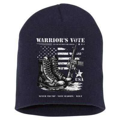 Veterans For Harris Walz 2024 Military Vets Never Trump Short Acrylic Beanie