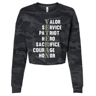 Veteran Facts Happy Veterans Day Support Graphic Cropped Pullover Crew