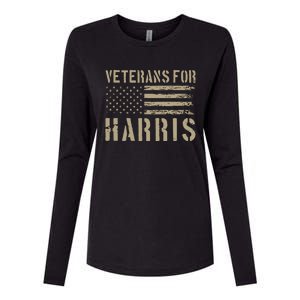 Veterans For Harris 2024 Military Vets Kamala Harris Womens Cotton Relaxed Long Sleeve T-Shirt