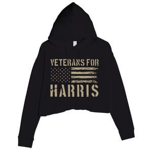 Veterans For Harris 2024 Military Vets Kamala Harris Crop Fleece Hoodie