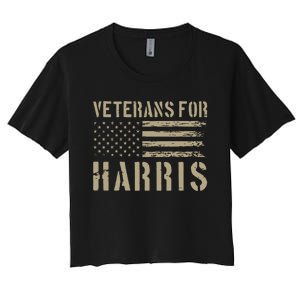 Veterans For Harris 2024 Military Vets Kamala Harris Women's Crop Top Tee