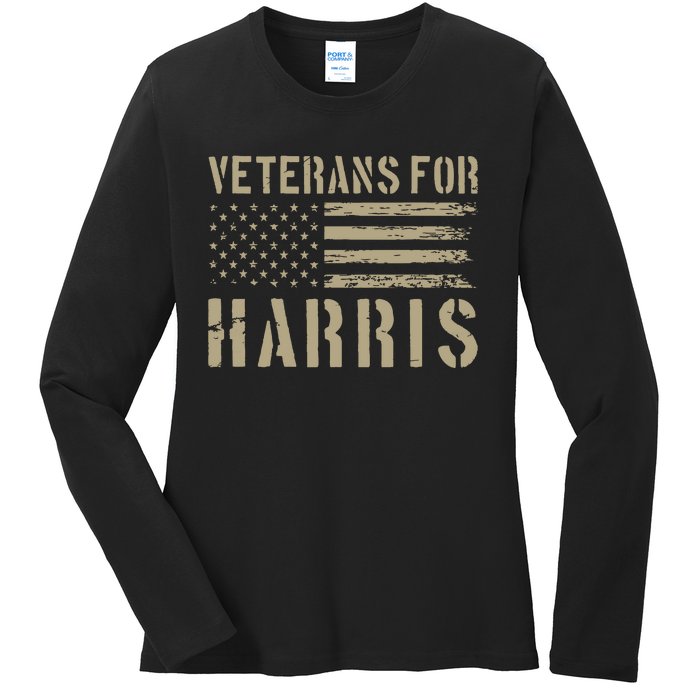 Veterans For Harris 2024 Military Vets Kamala Harris Ladies Long Sleeve Shirt