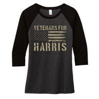 Veterans For Harris 2024 Military Vets Kamala Harris Women's Tri-Blend 3/4-Sleeve Raglan Shirt